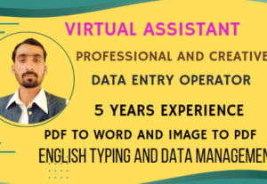 I will be your personal virtual assistant and data entry operator